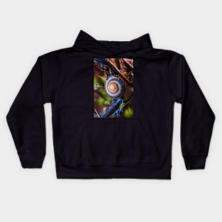 Hanging On. Macro Snail Shell Photograph Kids Hoodie